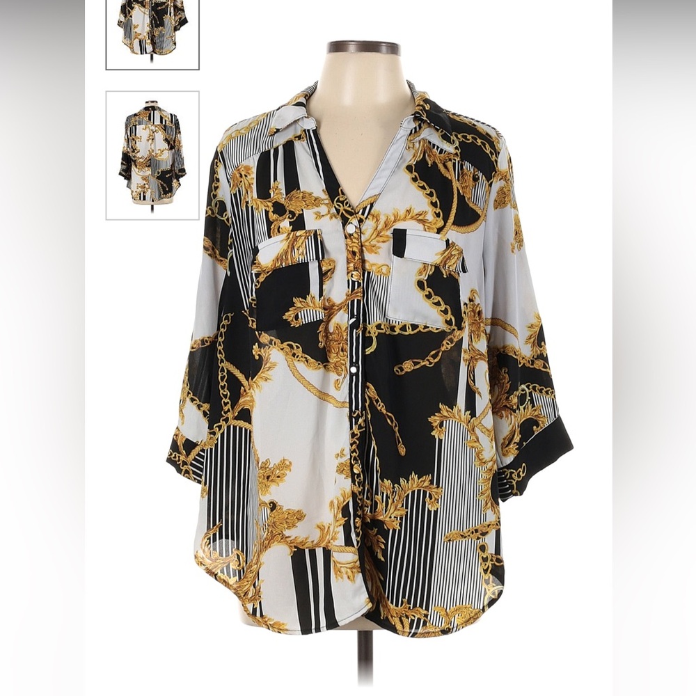 Torrid - Georgette Button-Down Chain Stripe Pullo… - image 4